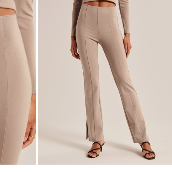 Abercrombie & Fitch Pants - Abercrombie Ponte Split Hem Flare Pant In Beige